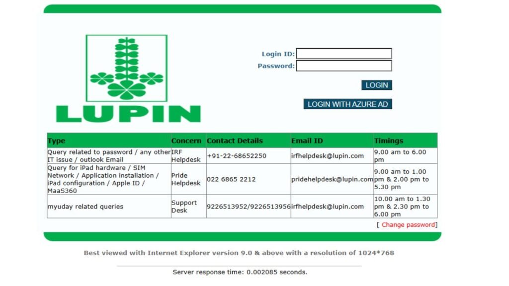Key information about the myuday.lupin.com Login Portal